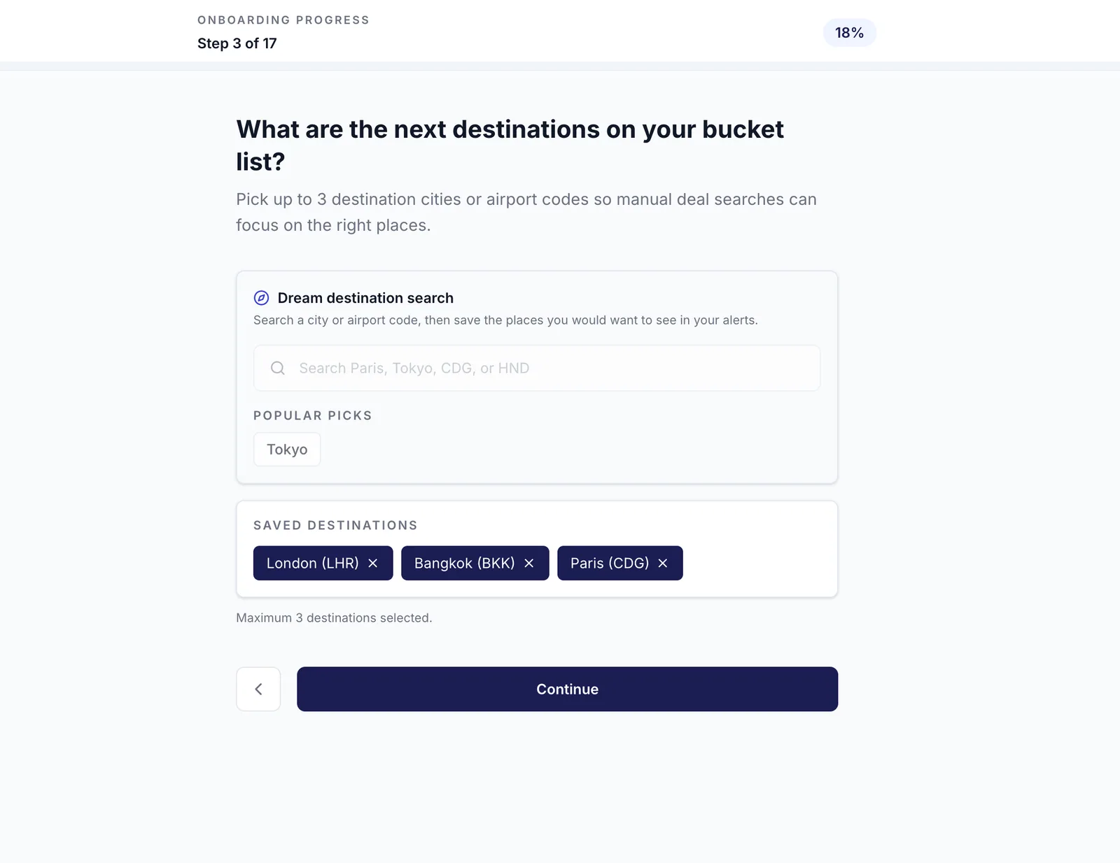 Deal scanner onboarding destination screenshot